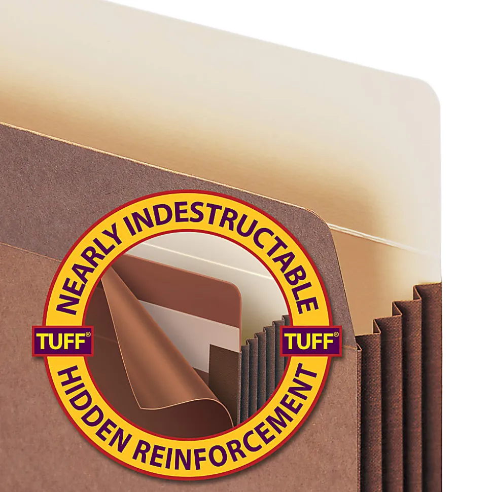 Smead® TUFF® Pocket File Pockets, 3 1/2" Expansion, 9 1/2" x 11 3/4", 30% Recycled, Dark Brown, Pack Of 10