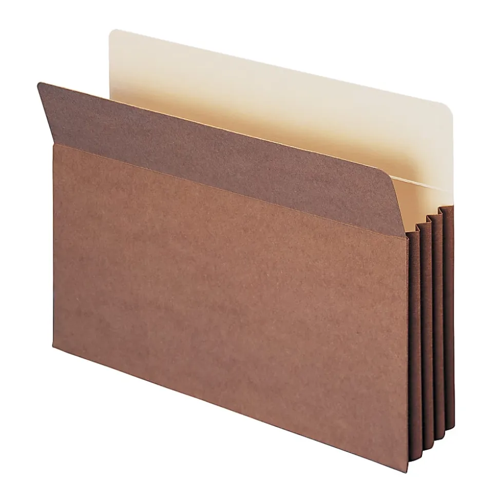 Smead® TUFF® Pocket File Pockets, 3 1/2" Expansion, 9 1/2" x 14 3/4", 30% Recycled, Dark Brown, Pack Of 10