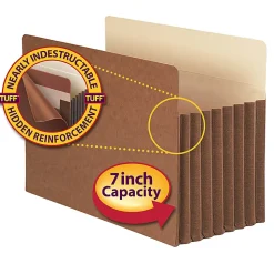 Smead® TUFF® Pocket File Pockets, 7" Expansion, 9 1/2" x 14 3/4", 30% Recycled, Redrope, Pack Of 5