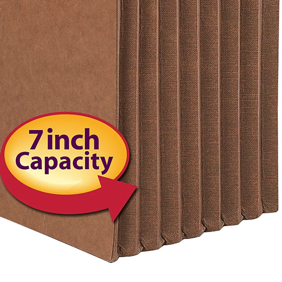 Smead® TUFF® Pocket File Pockets, 7" Expansion, 9 1/2" x 11 3/4", 30% Recycled, Redrope, Pack Of 5