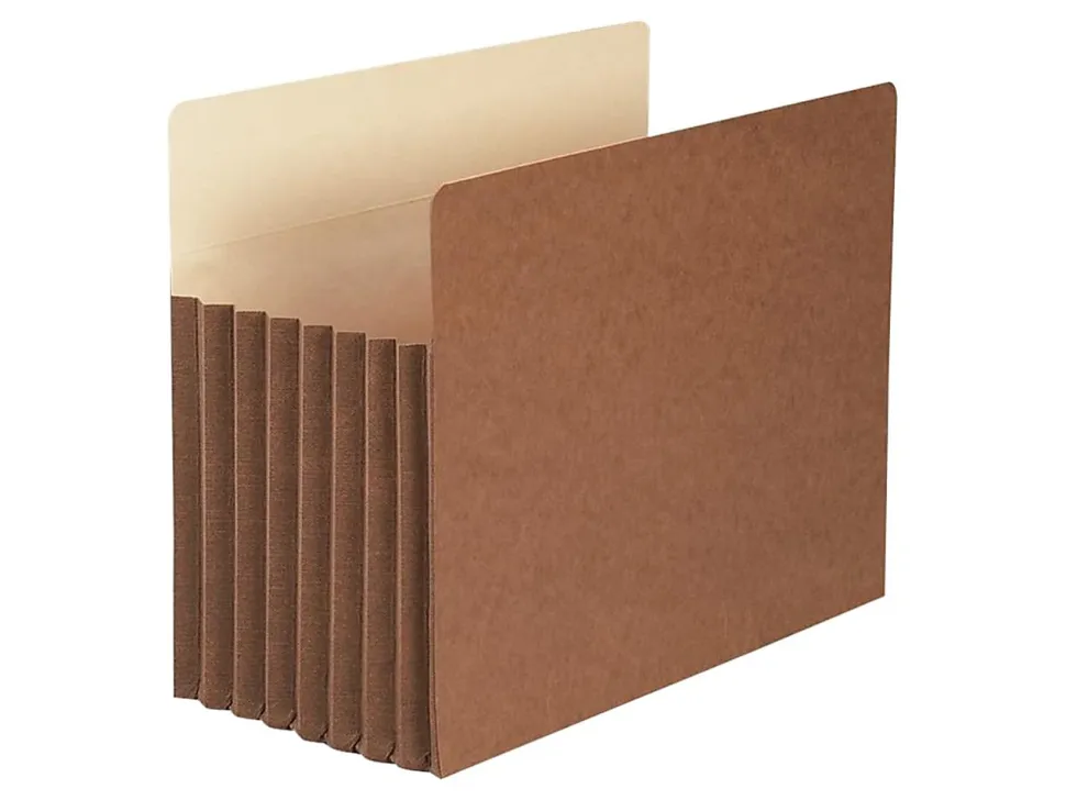 Smead® TUFF® Pocket File Pockets, 7" Expansion, 9 1/2" x 11 3/4", 30% Recycled, Redrope, Pack Of 5