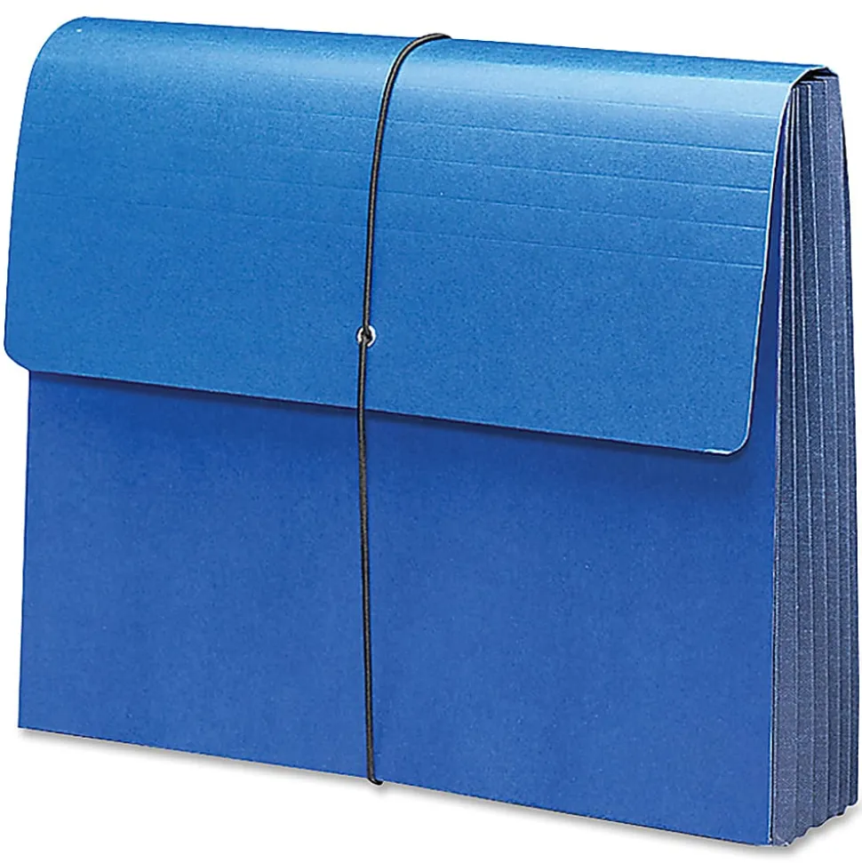 Smead® Tyvek® Gusset Expanding Wallet With Elastic Cord, Letter Size, 5 1/4" Expansion, Navy Blue
