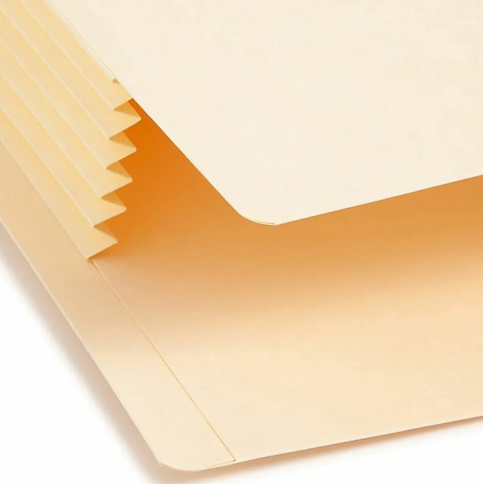Smead® Tyvek®-Lined Gusset End-Tab File Pockets, Legal Size, 5 1/4" Expansion, Manila, Box Of 10