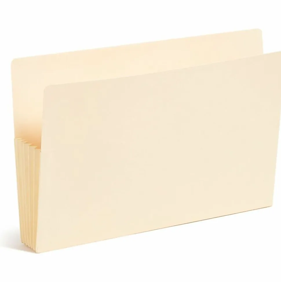Smead® Tyvek®-Lined Gusset End-Tab File Pockets, Legal Size, 5 1/4" Expansion, Manila, Box Of 10