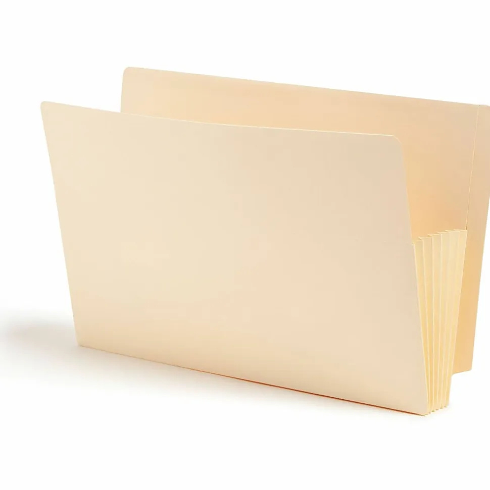 Smead® Tyvek®-Lined Gusset End-Tab File Pockets, Legal Size, 5 1/4" Expansion, Manila, Box Of 10