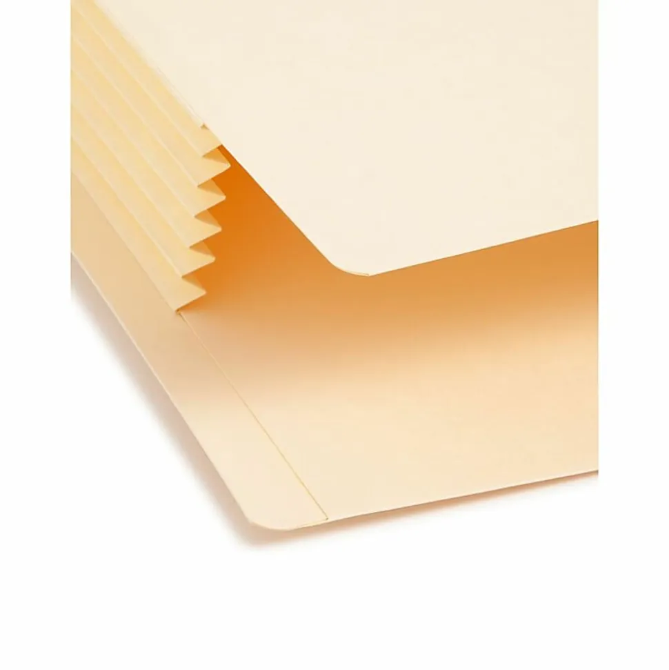 Smead® Tyvek®-Lined Gusset End-Tab File Pockets, Legal Size, 5 1/4" Expansion, Manila, Box Of 10