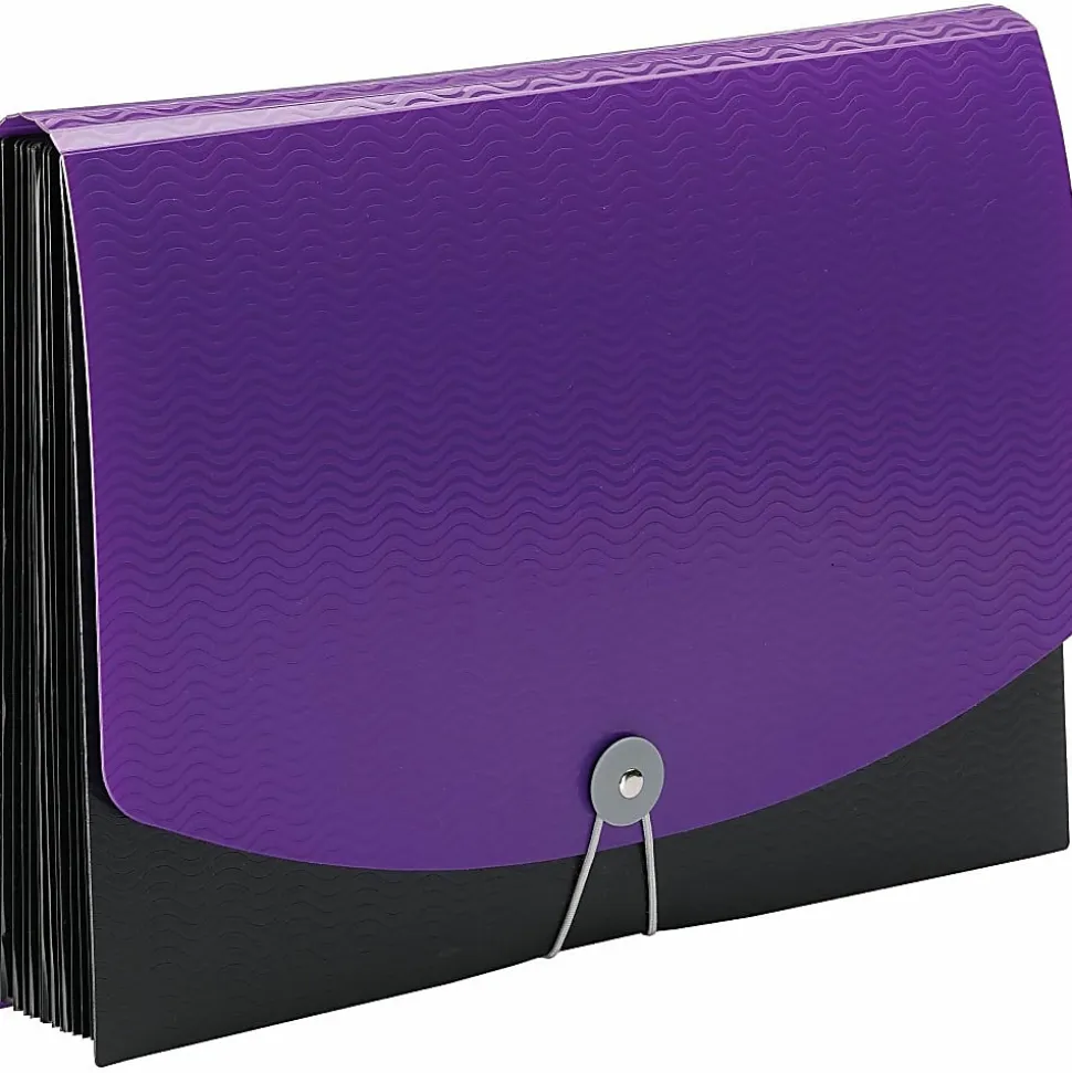 Smead® Wave 12-Pocket Poly Expanding File, Letter Size, 8 1/2" x 11", Purple/Black