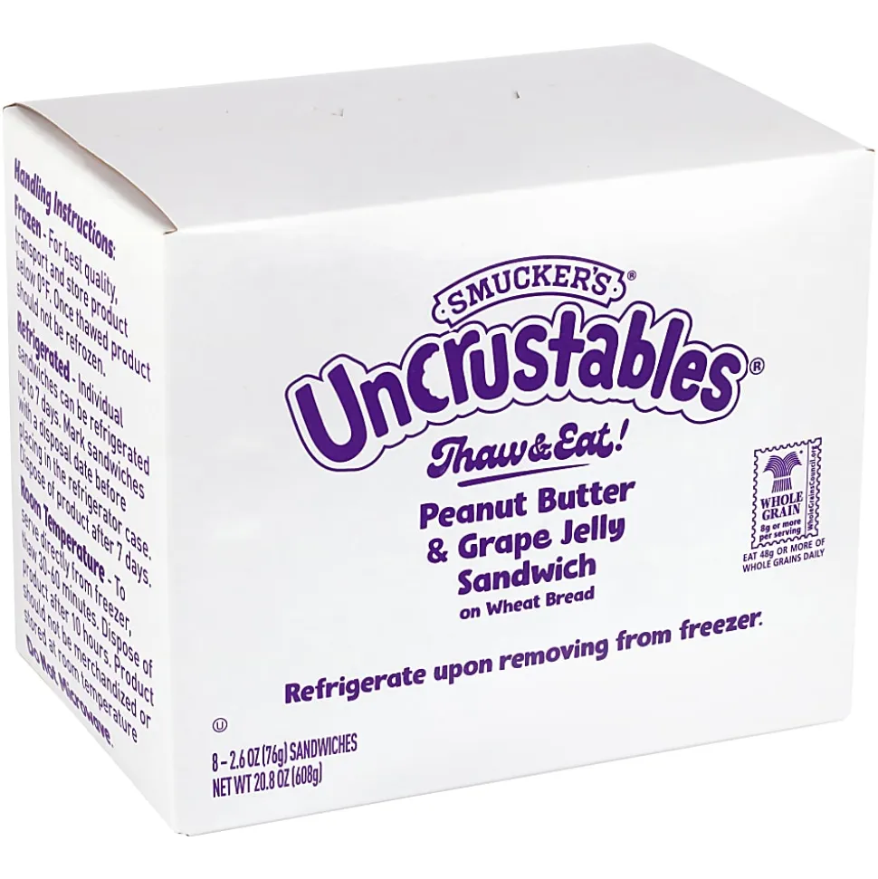 Smucker's Peanut Butter & Grape Wheat Uncrustables, 2.6 Oz, Total Qty 16