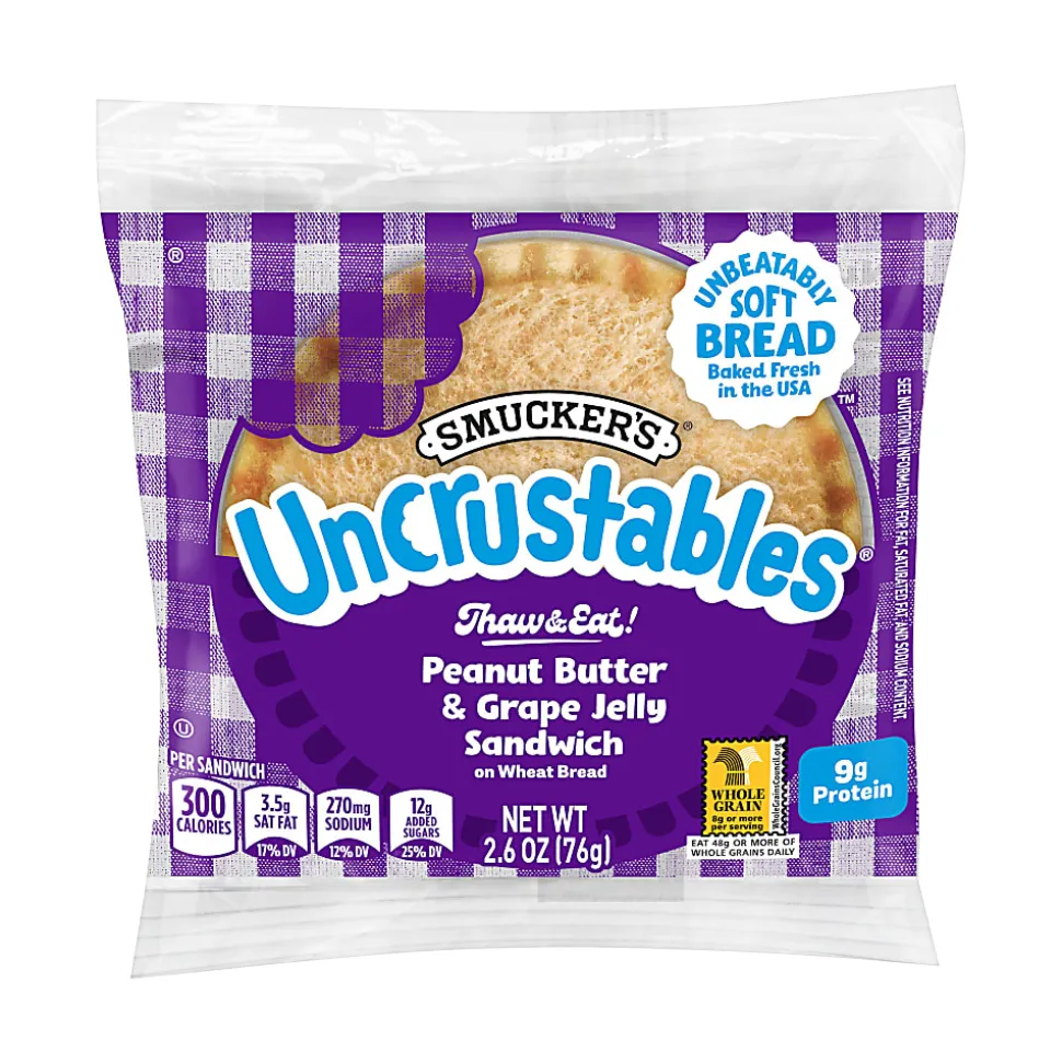 Smucker's Peanut Butter & Grape Wheat Uncrustables, 2.6 Oz, Total Qty 16