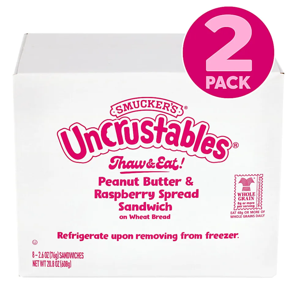 Smucker's Peanut Butter & Raspberry Wheat Uncrustables, 2.6 Oz, Total Qty 16