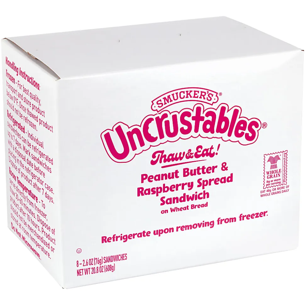 Smucker's Peanut Butter & Raspberry Wheat Uncrustables, 2.6 Oz, Total Qty 16