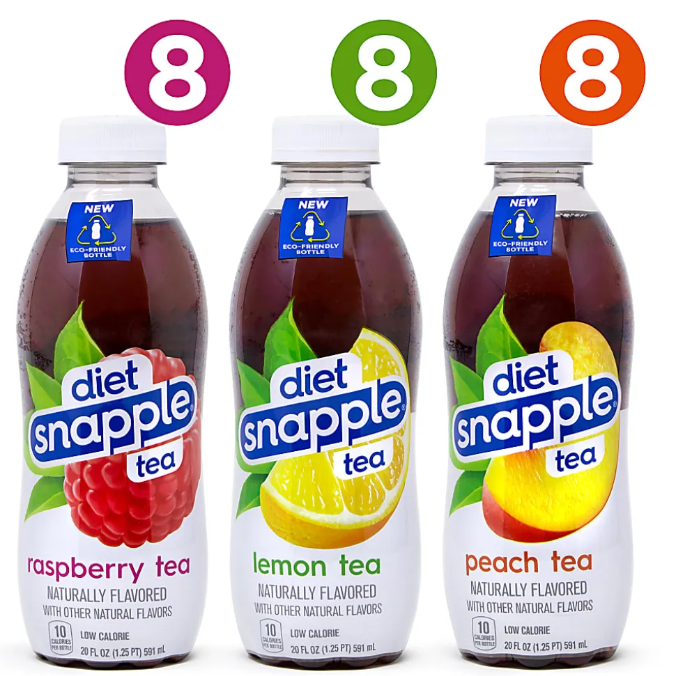 Snapple Diet Ice Tea, 20 Oz, Assorted Flavors, Pack Of 24 Bottles
