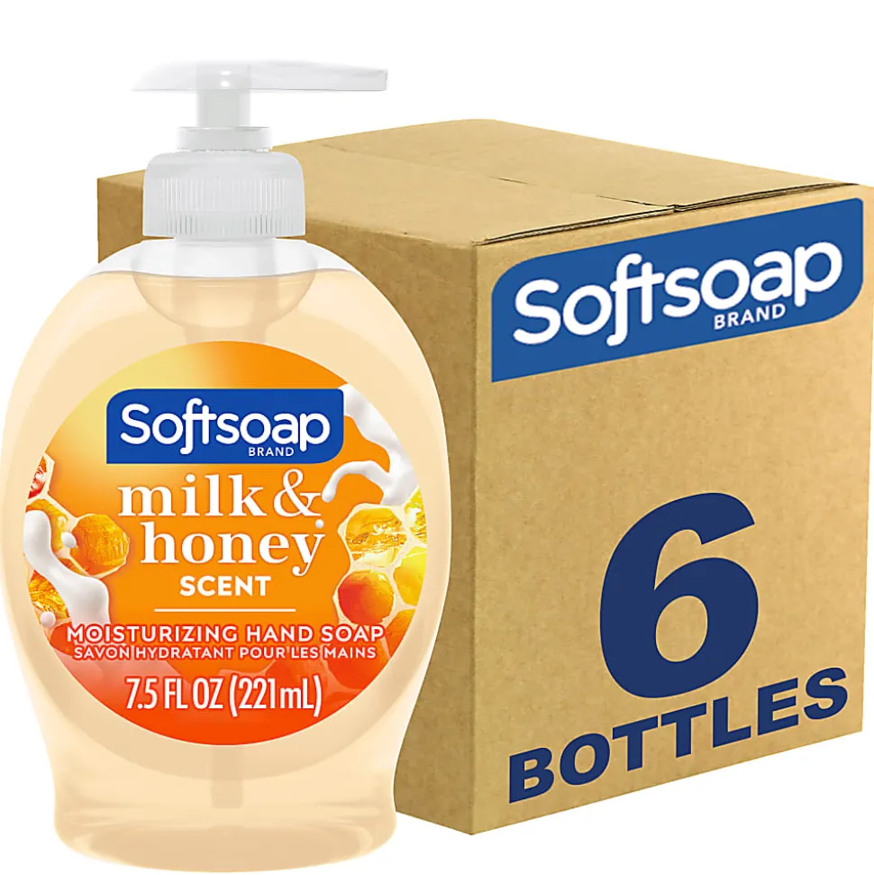 Softsoap Liquid Hand Soap Pump, Moisturizing Hand Soap Liquid, Milk & Honey Scent, 7.5 fl oz, 6/Carton