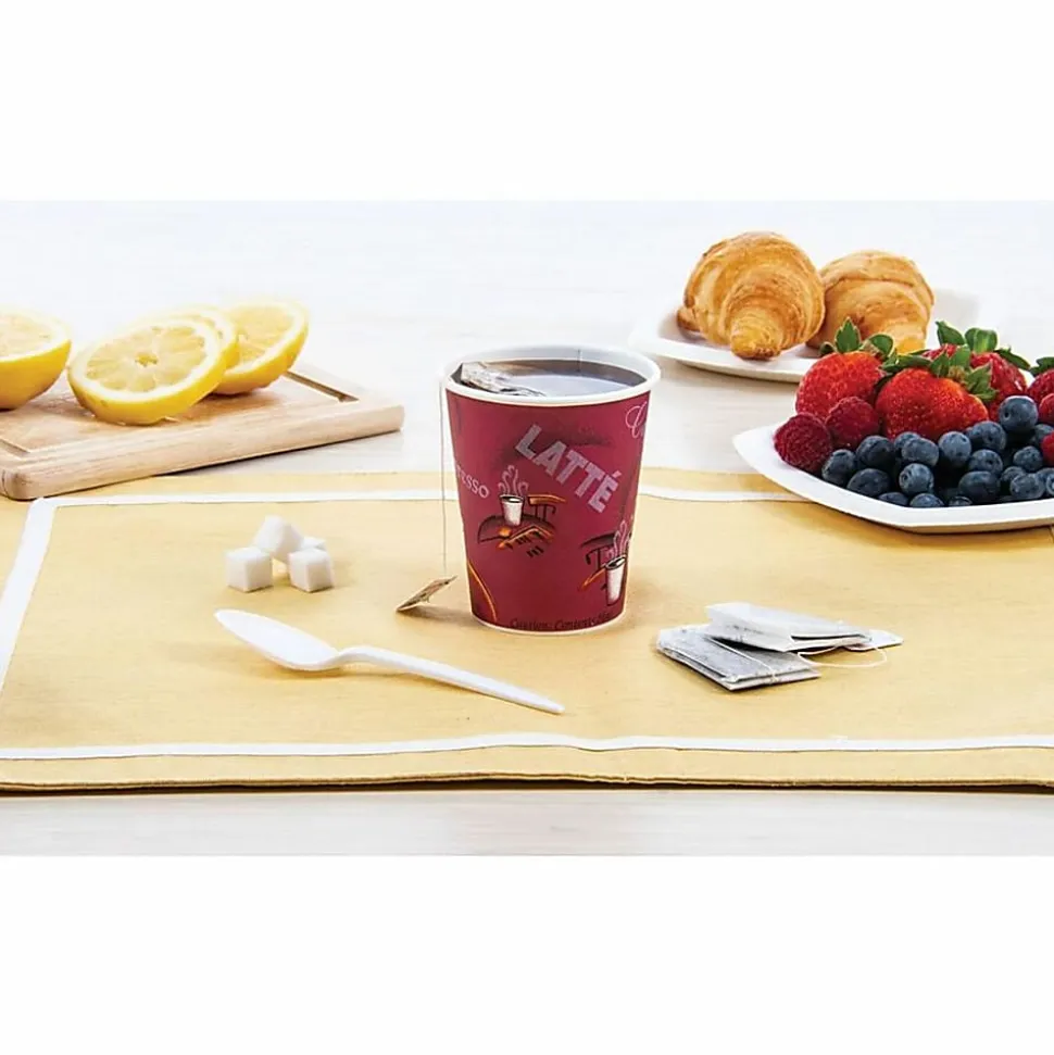SOLO Bistro Design Disposable Paper Cups, 8 Oz, Maroon, 50 Cups Per Pack, Carton Of 20 Packs