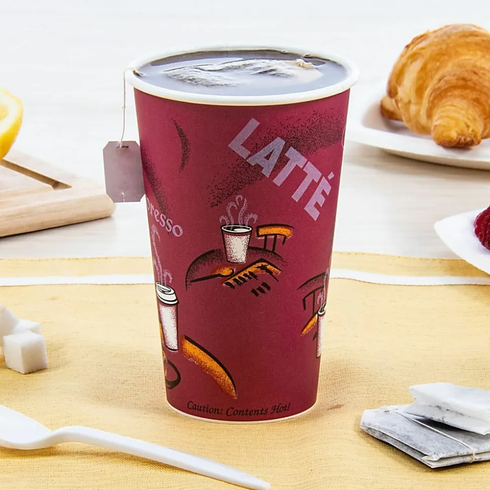 Solo Cup Paper Hot Cups, 16 Oz, Maroon, Carton Of 300 Cups