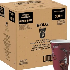 Solo Cup Paper Hot Cups, 16 Oz, Maroon, Carton Of 300 Cups