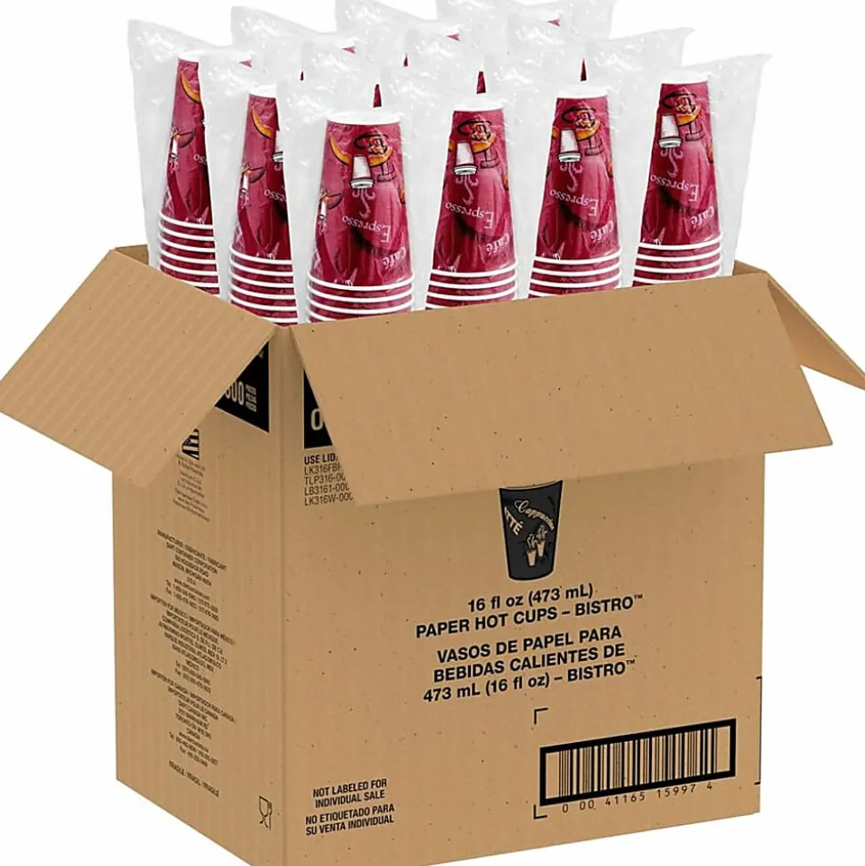 Solo Cup Paper Hot Cups, 16 Oz, Maroon, Carton Of 300 Cups
