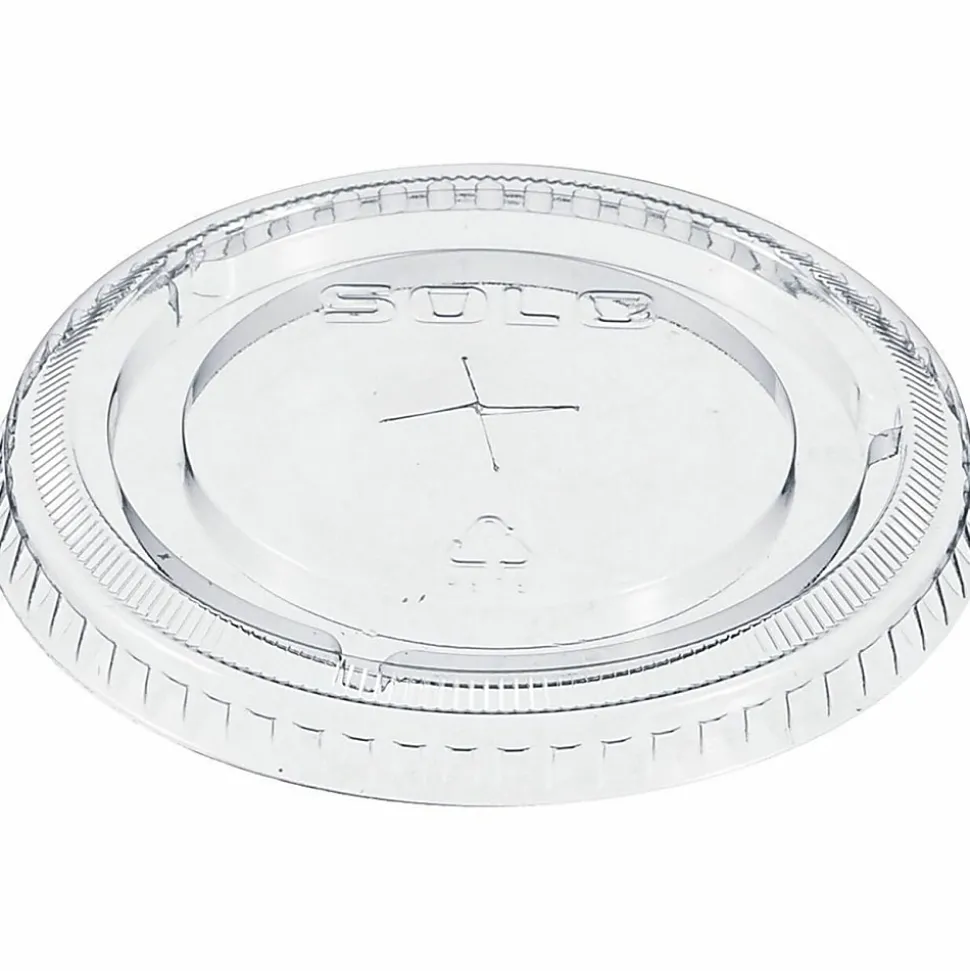 Solo Cup Straw-Slot Cold Cup Lids, Fits 9, 12 - 14 oz Cups, Clear, 10 sleeves of 100 lids each per Case, Sold by the Case