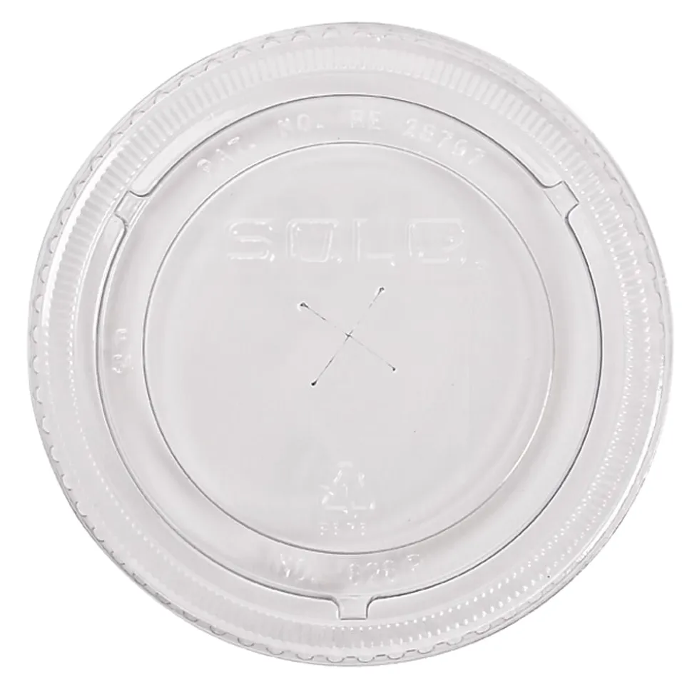 Solo Cup Straw-Slot Cold Cup Lids, Fits 9, 12 - 14 oz Cups, Clear, 10 sleeves of 100 lids each per Case, Sold by the Case
