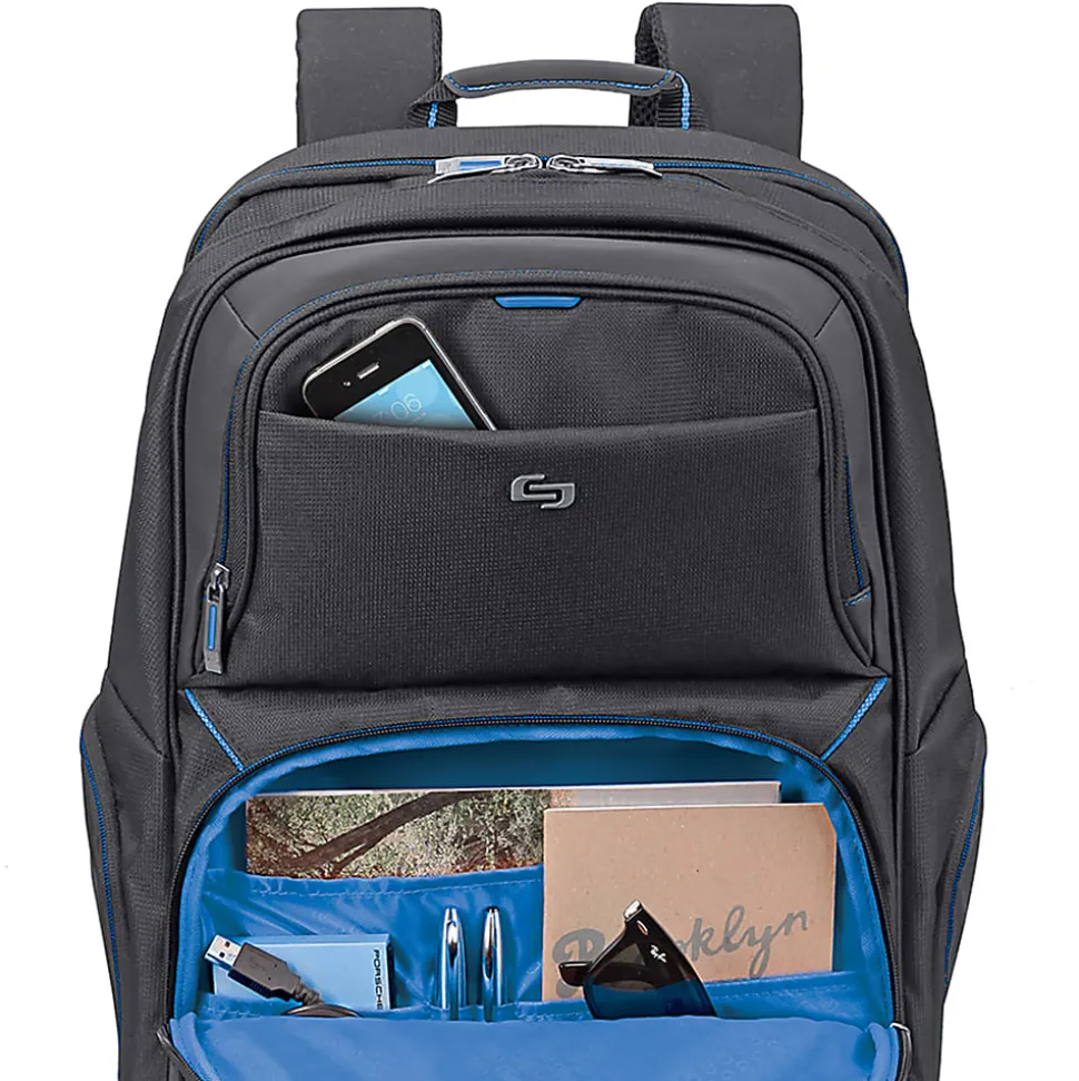 Solo New York Backpack With 17.3" Laptop Pocket, Black/Blue