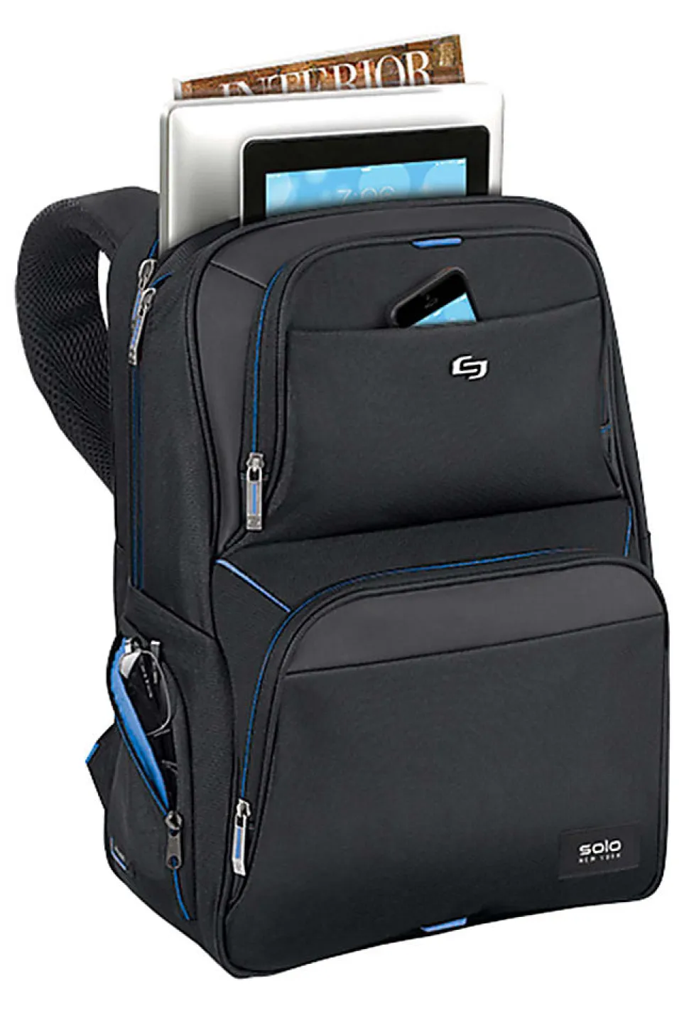 Solo New York Backpack With 17.3" Laptop Pocket, Black/Blue