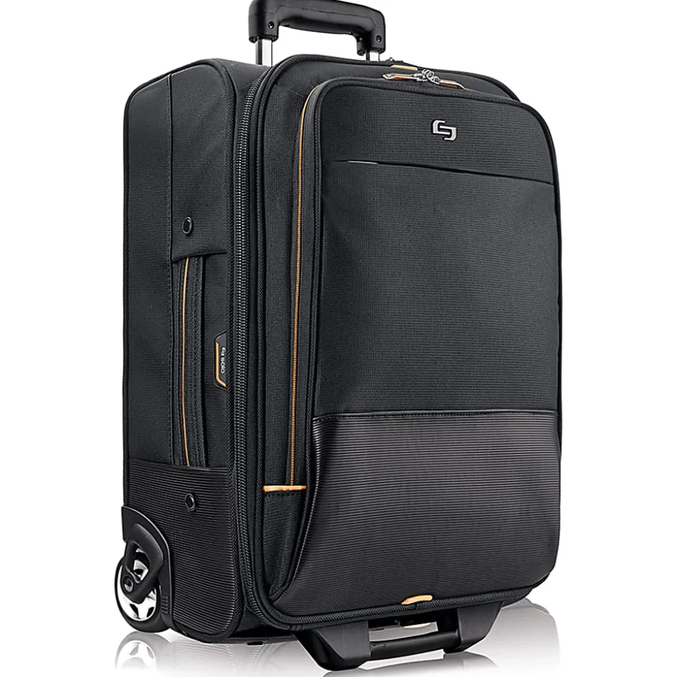 Solo New York Urban Rolling Overnighter Case For 15.6" Laptops, Black/Orange