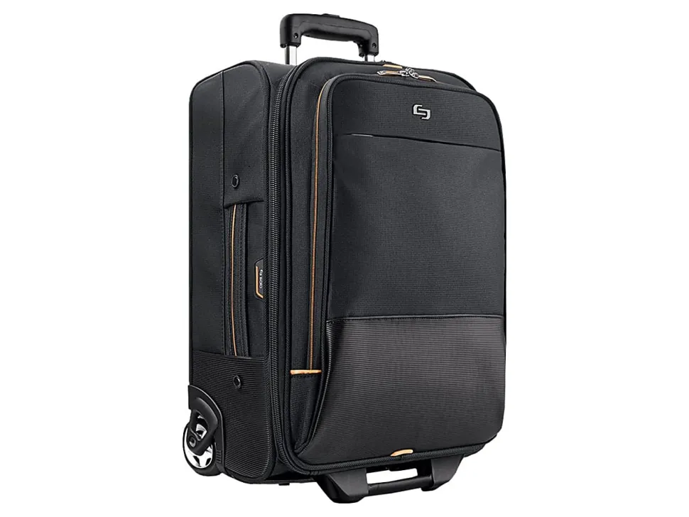 Solo New York Urban Rolling Overnighter Case For 15.6" Laptops, Black/Orange