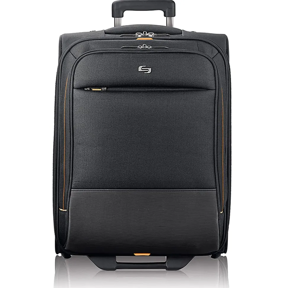 Solo New York Urban Rolling Overnighter Case For 15.6" Laptops, Black/Orange