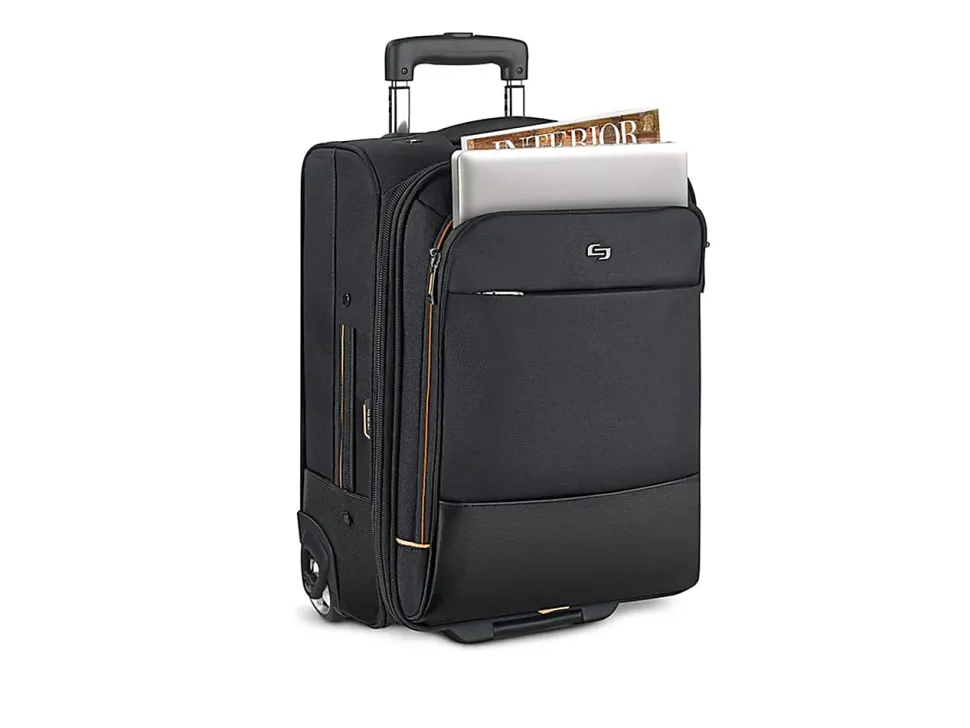 Solo New York Urban Rolling Overnighter Case For 15.6" Laptops, Black/Orange