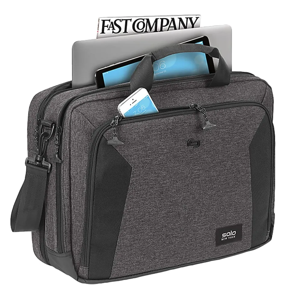 Solo New York Voyage Briefcase With 15.6" Laptop Pocket, Gray
