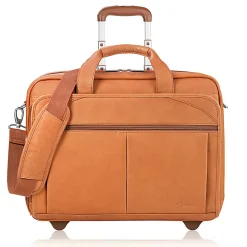 Solo New York Walker Leather Rolling Case for 15.6” Laptops, Tan