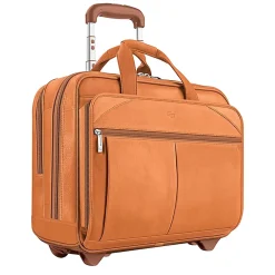 Solo New York Walker Leather Rolling Case for 15.6” Laptops, Tan