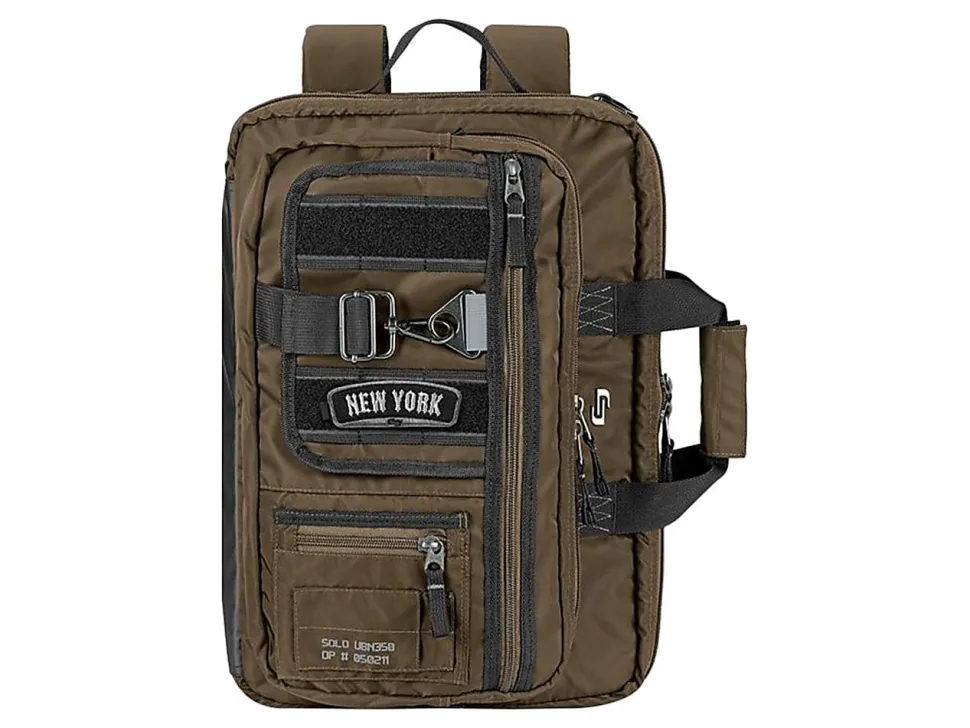Solo New York Zone Hybrid Briefcase With 15.6" Laptop Pocket, 12"H x 17"W x 3"D, Khaki