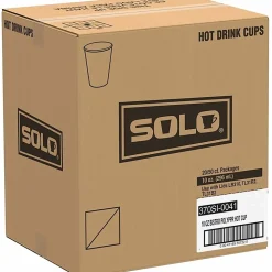 SOLOĀ® Paper Hot Drink Cups in BistroĀ® Design, 3.35" Diameter x 3.82" h, 10oz, Maroon, 1,000/CT