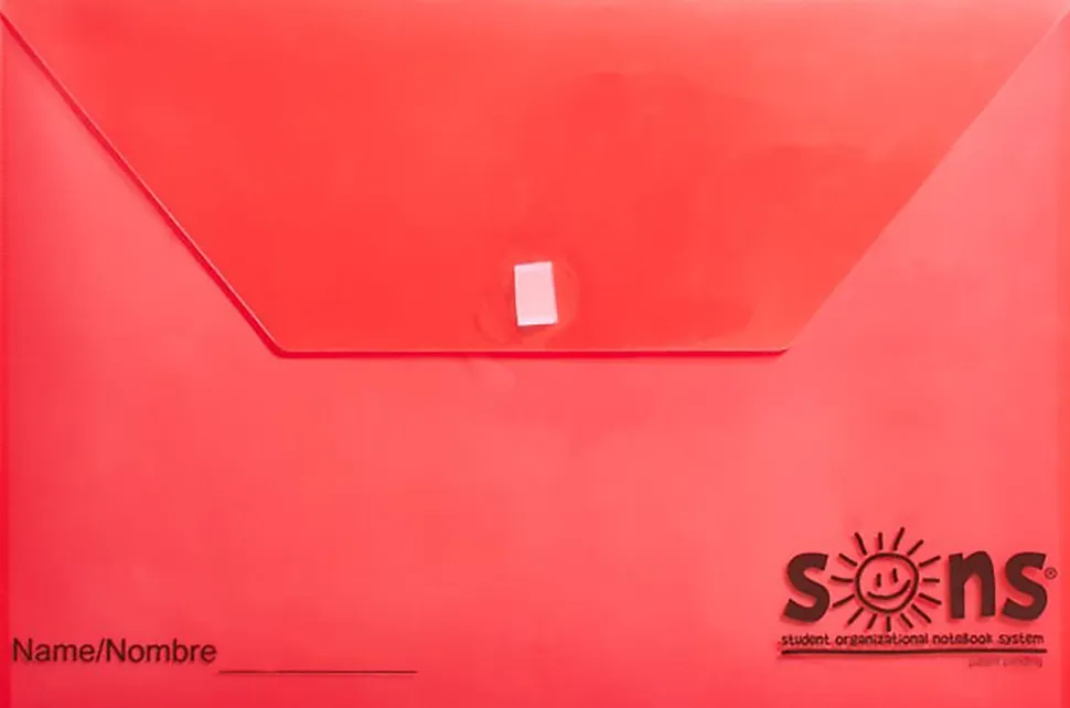 SONS System Envelopes, 11" x 11", Velcro Closure, Red