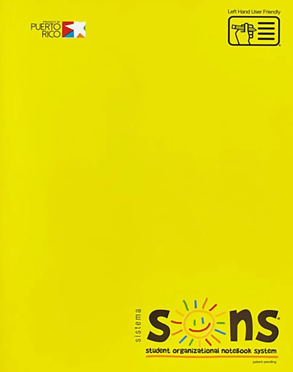 SONS System Journal-Style Notebooks, 9-3/4" x 7-1/2", 1 Subject, Primary Rule, 200 Sheets, Yellow