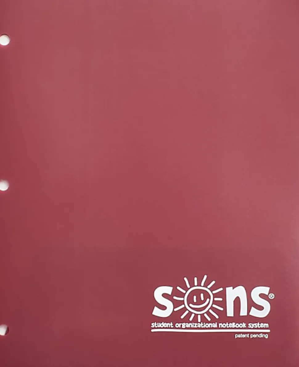 SONS System Pocket Folders, 9-1/2" x 12-1/2", Burgundy