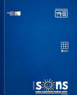 SONS System Quad Grid Notebooks, 9-3/4" x 7-1/2", 1 Subject, Quadrille Rule, 9mm, 200 Sheets, Blue
