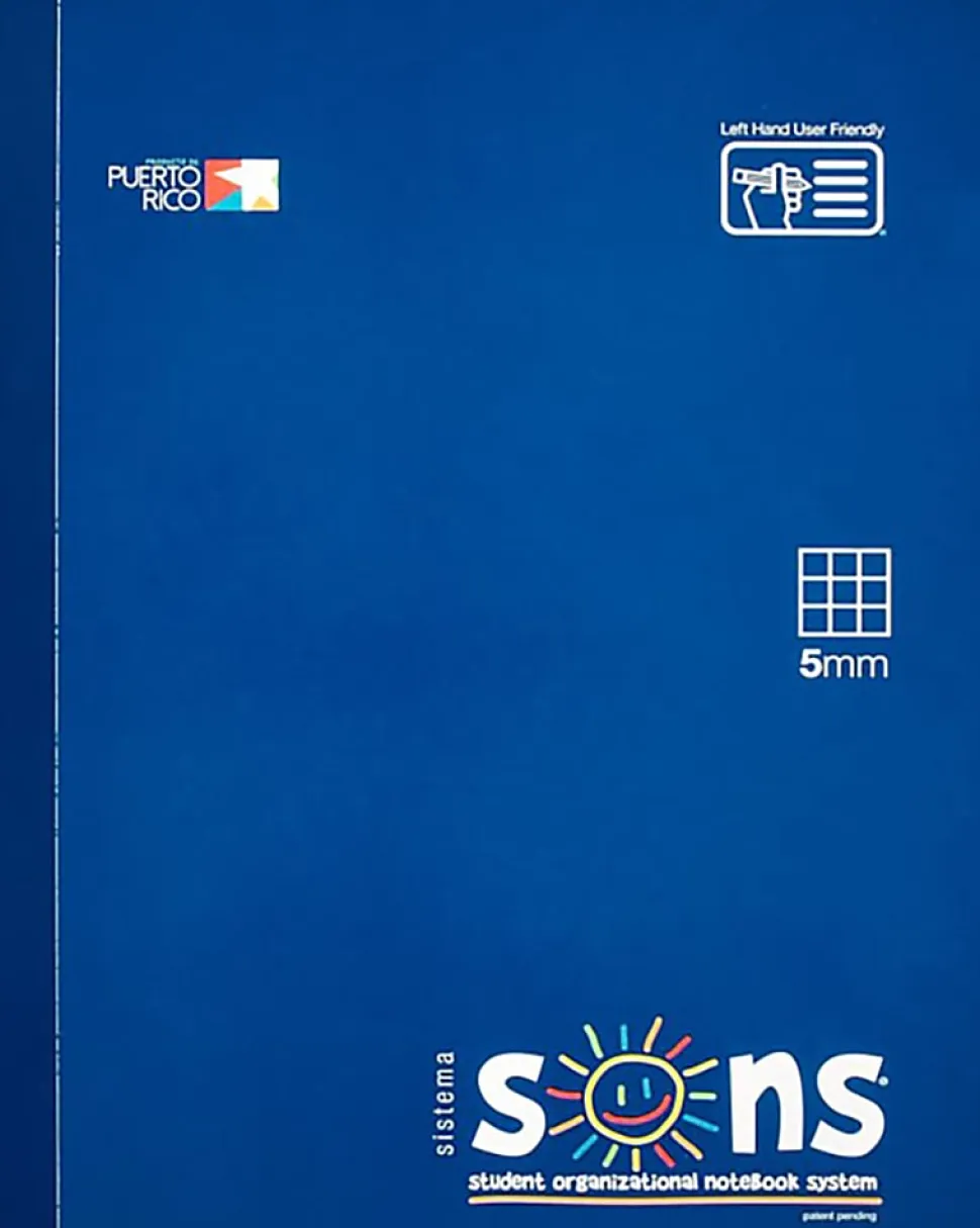 SONS System Quad Grid Notebooks, 9-3/4" x 7-1/2", 1 Subject, Quadrille Rule, 5mm, 200 Sheets, Blue