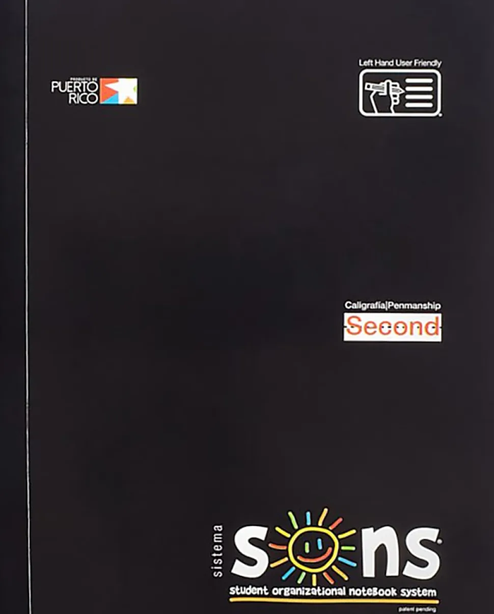 SONS System Second Notebooks, 9-3/4" x 7-1/2", 1 Subject, Primary Rule, 200 Sheets, Black