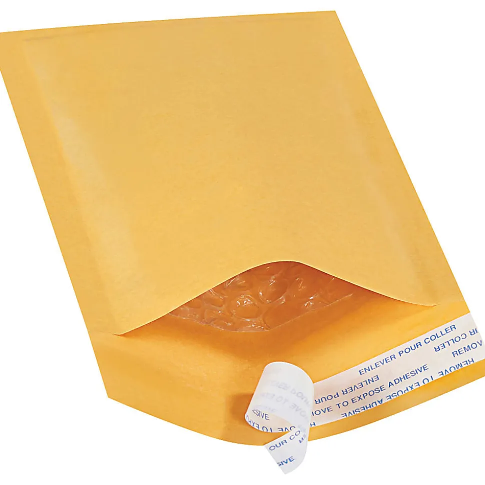 South Coast Paper Kraft Self-Seal Bubble Mailers, #000, 4" x 8", Pack Of 250