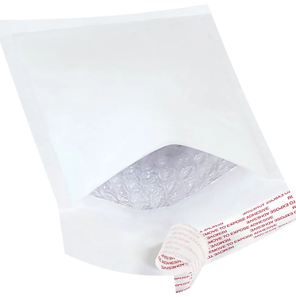 South Coast Paper White Self-Seal Bubble Mailers, #000, 4" x 8", Pack Of 25