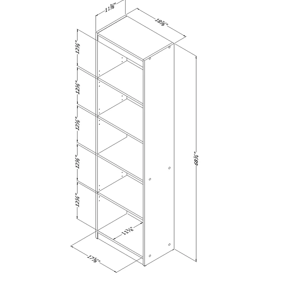 South Shore Axess 68-3/4"H 5-Shelf Narrow Bookcase, Blueberry