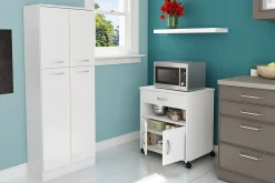 South Shore Axess Printer Cart On Wheels, Pure White