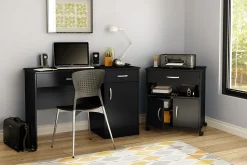 South Shore Axess Printer Cart On Wheels, Pure Black