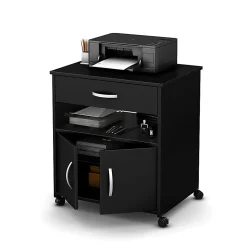 South Shore Axess Printer Cart On Wheels, Pure Black