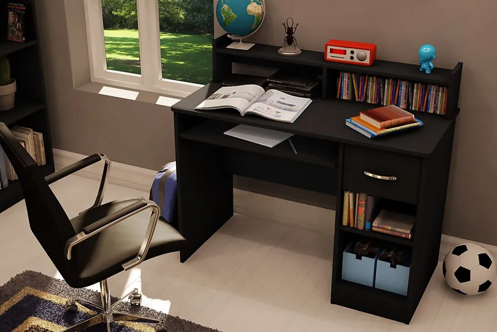 South Shore Axess 41"W Computer Desk With Keyboard Tray, Pure Black