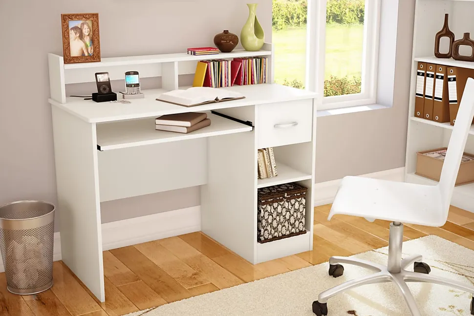 South Shore Axess 41"W Computer Desk With Keyboard Tray, Pure White