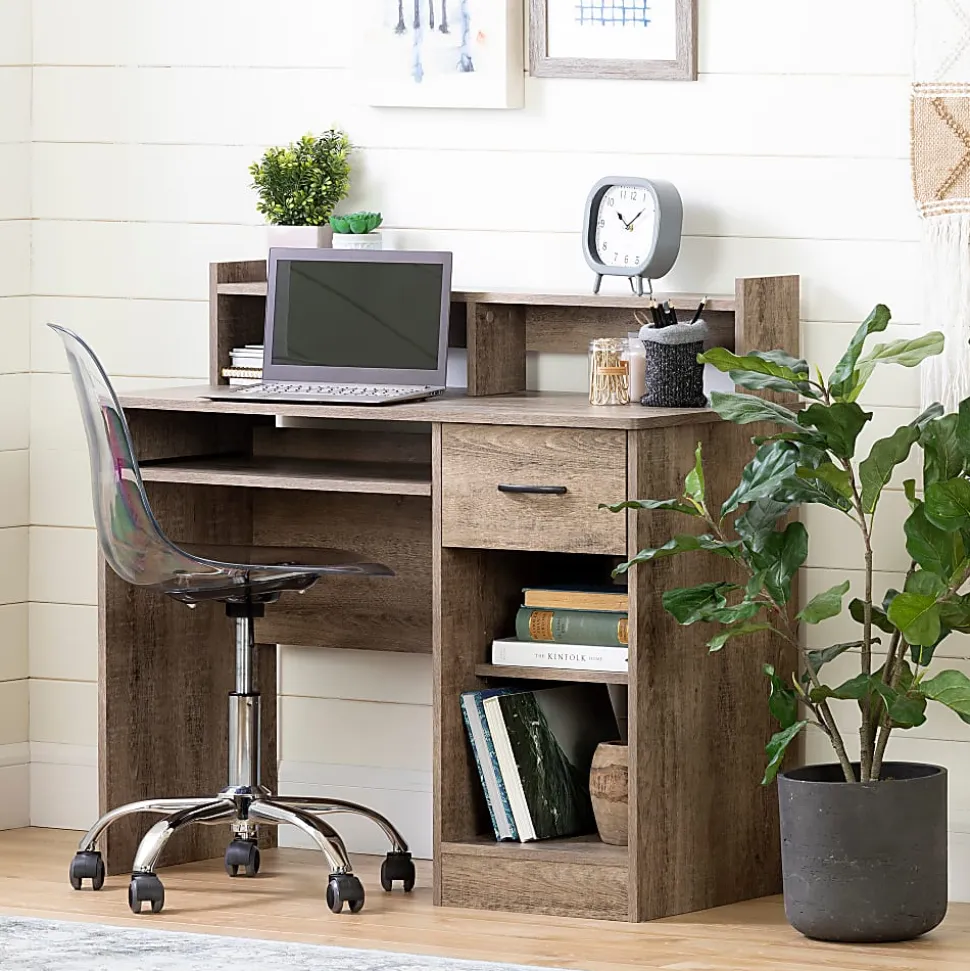 South Shore Axess 41"W Computer Desk With Keyboard Tray, Weathered Oak