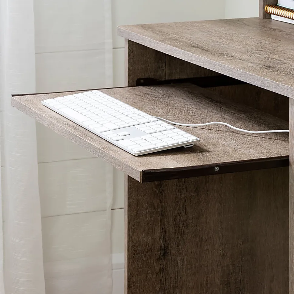 South Shore Axess 41"W Computer Desk With Keyboard Tray, Weathered Oak